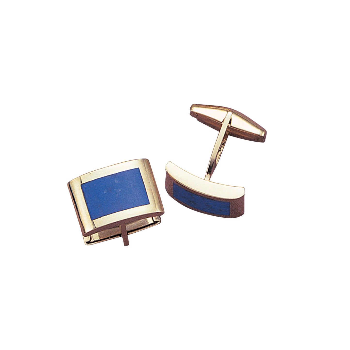 Dapped Rectangle Lapis Inlay Cufflinks (LKCL-527-20)