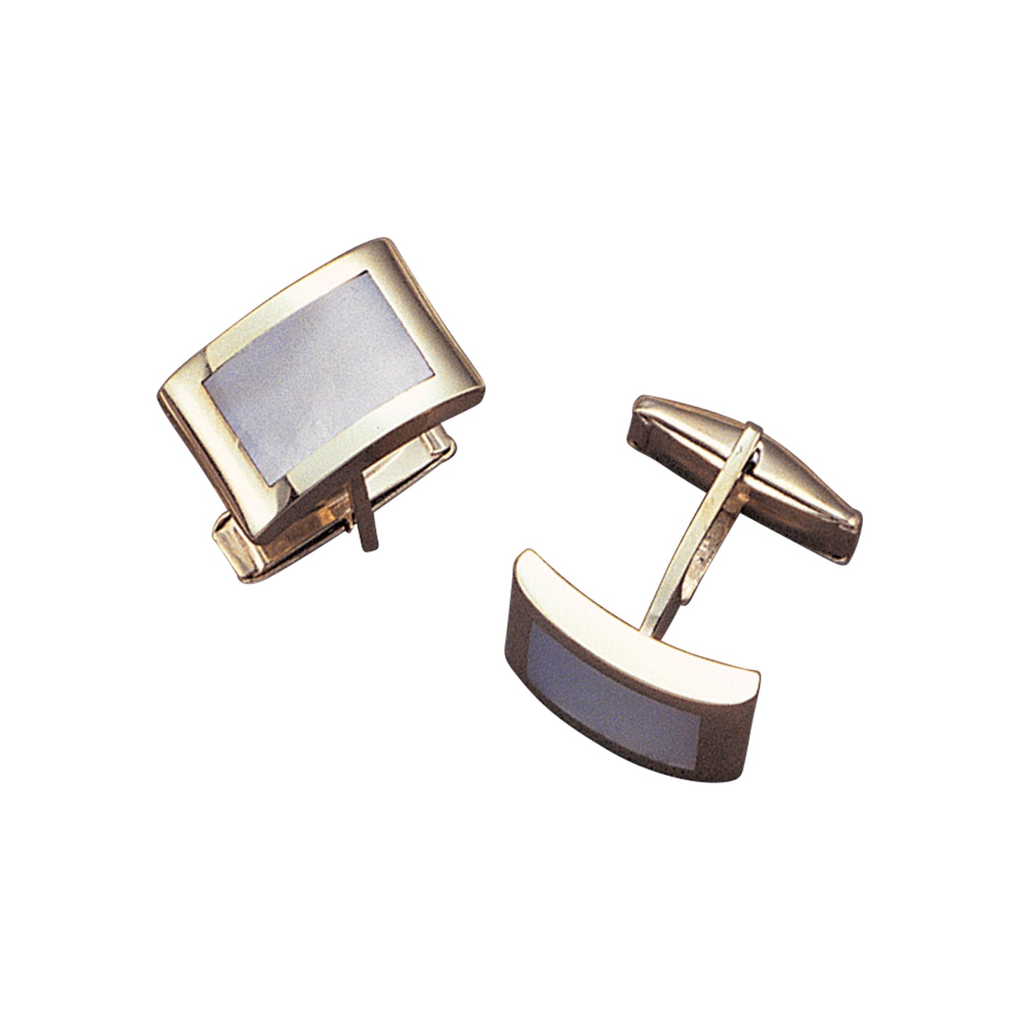 Dapped Rectangle Mother of Pearl Inlay Cufflinks (LKCL-527-30)