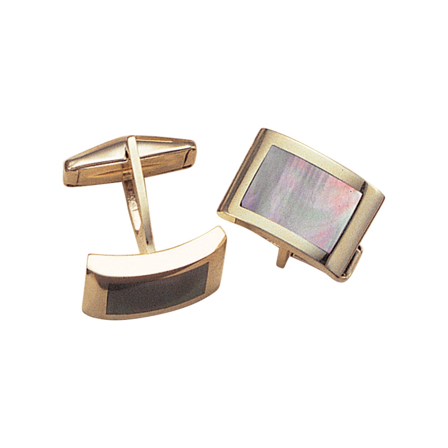 Dapped Rectangle Smokey Mother of Pearl Inlay Cufflinks (LKCL-527-40)