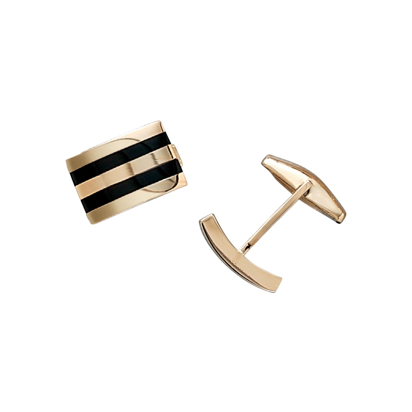 Rectangle Cufflinks with Black Onyx Inlay Stripes (LKCL-600-10)