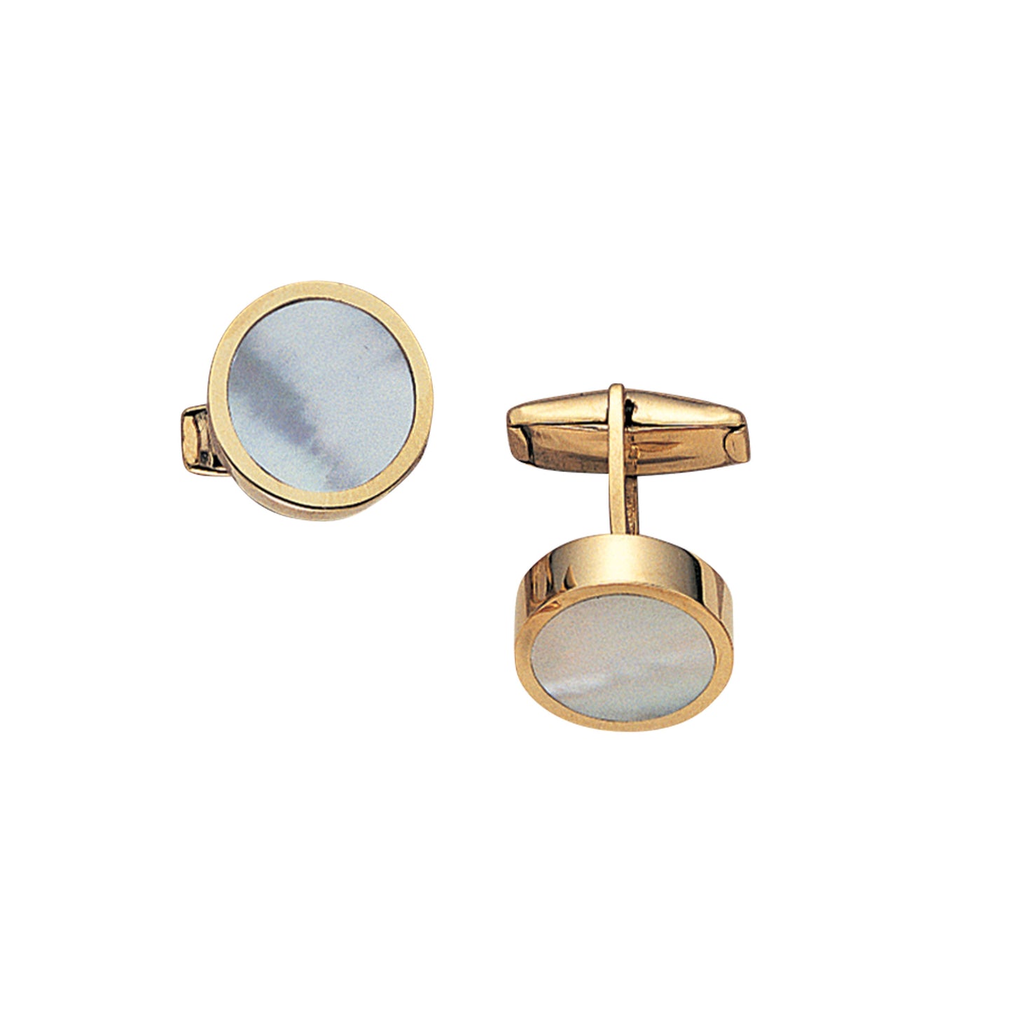 Round Inlay Mother of Pearl Cufflinks (LKCL-MOP-NU)