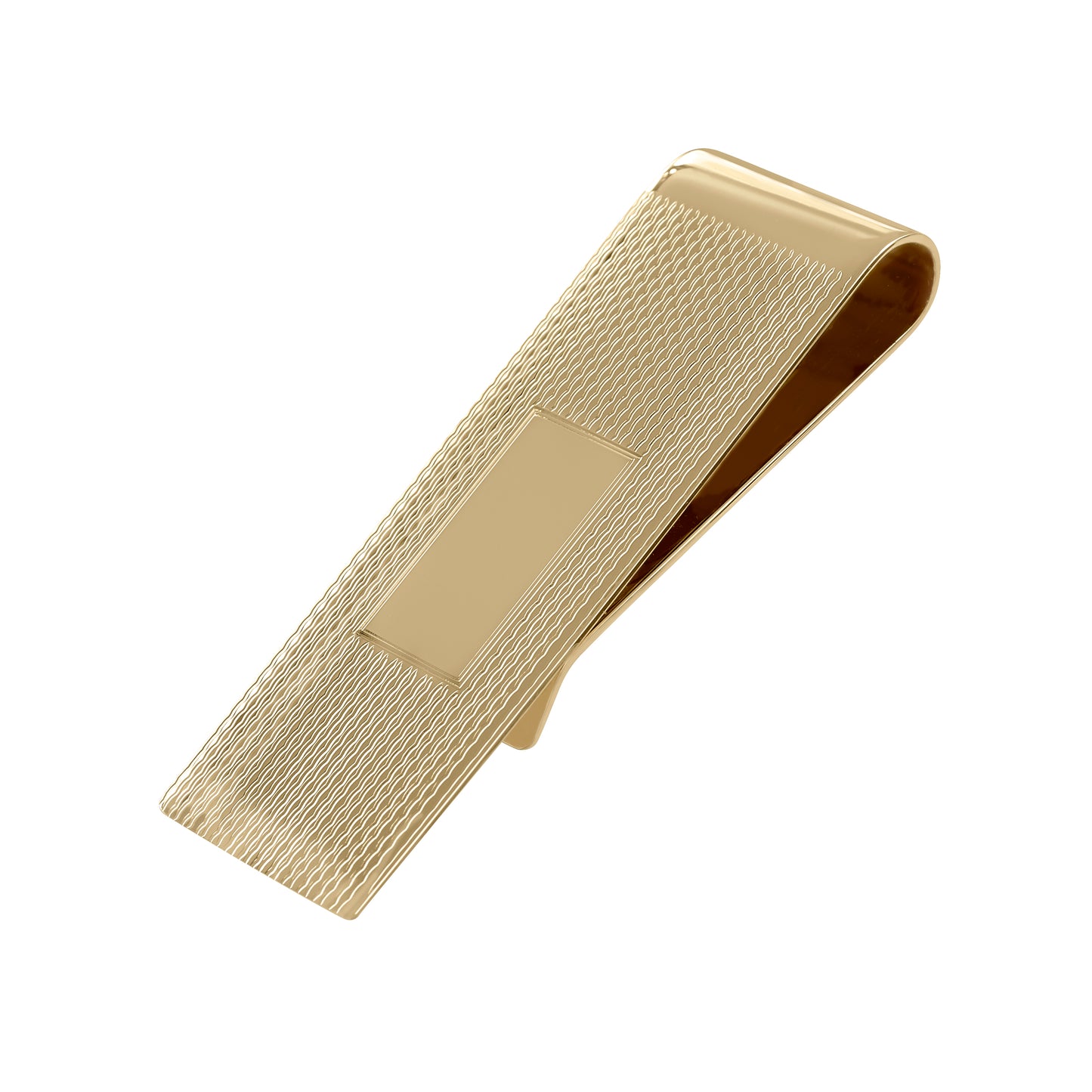 Wavy Striped Money Clip with Central Polished Rectangle (LKMC-1075)