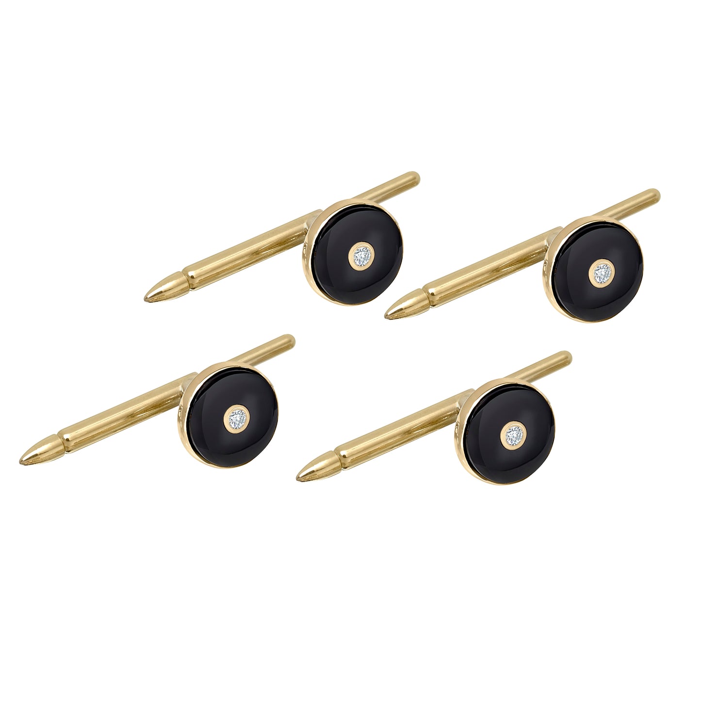 Round Black Onyx and Diamonds Stud Set (LKSS-22B-D)