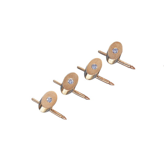 Satined Oval Wedge Stud Set with Diamonds   (LKSS-24T)