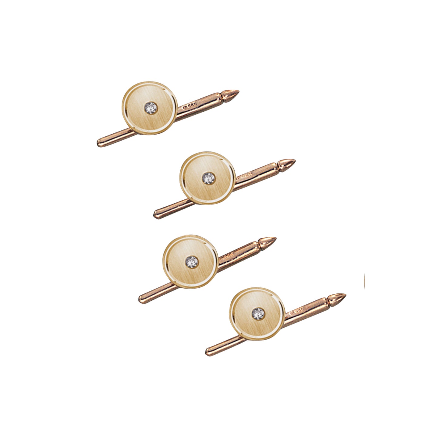 Round Satined Stud Set with Polished Border and Central Diamond (LKSS-5H)