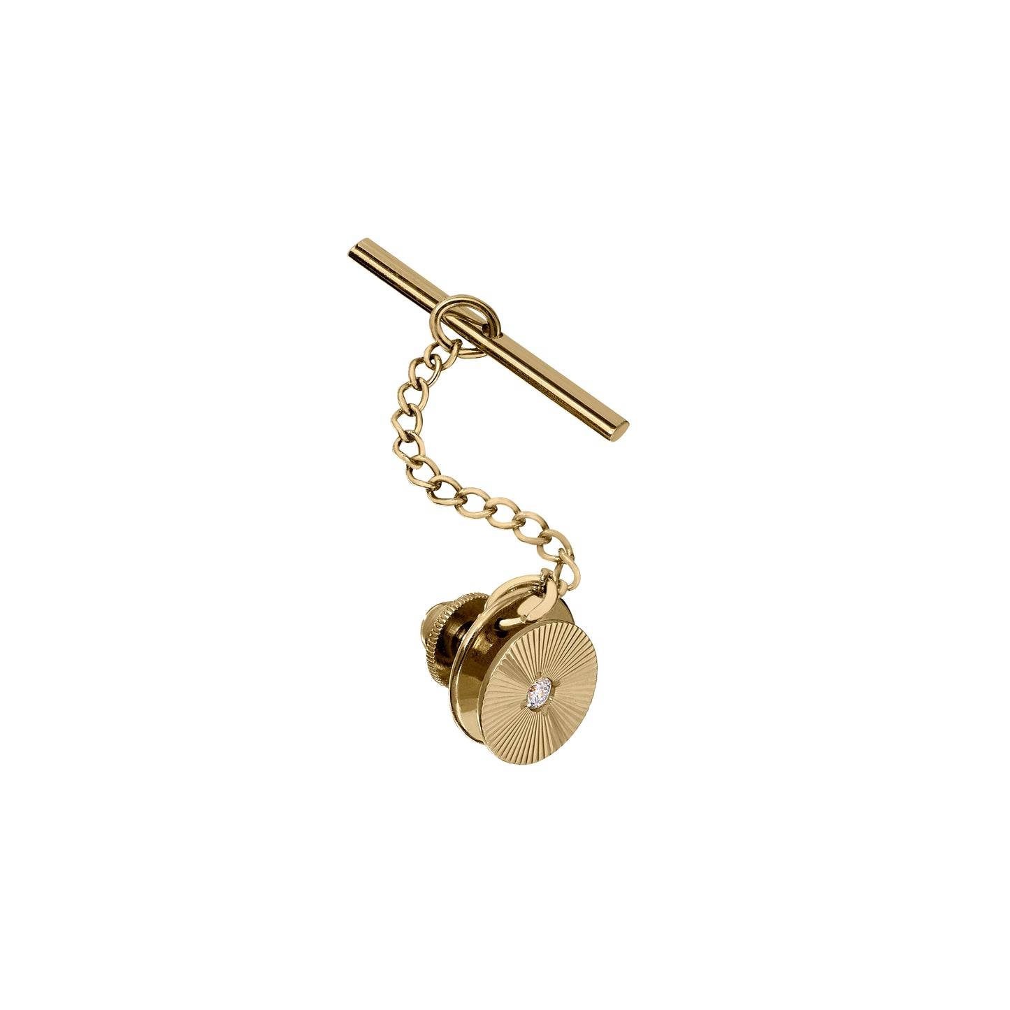 Round Sunray Tie Tack with Central Diamond (LKTT-6N-D)