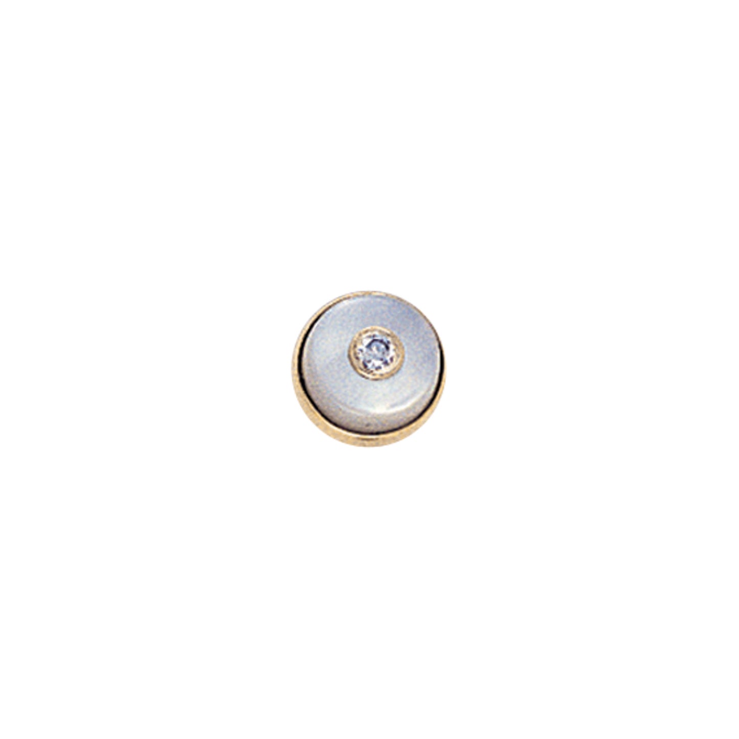 Round Mother of Pearl Tie Tack with Central Diamond (LKTT-MOP-D)