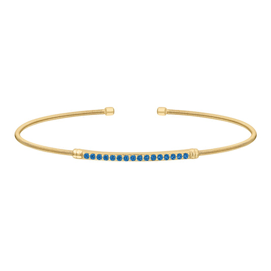 Single Cable Cuff Birthstone Bracelet - December