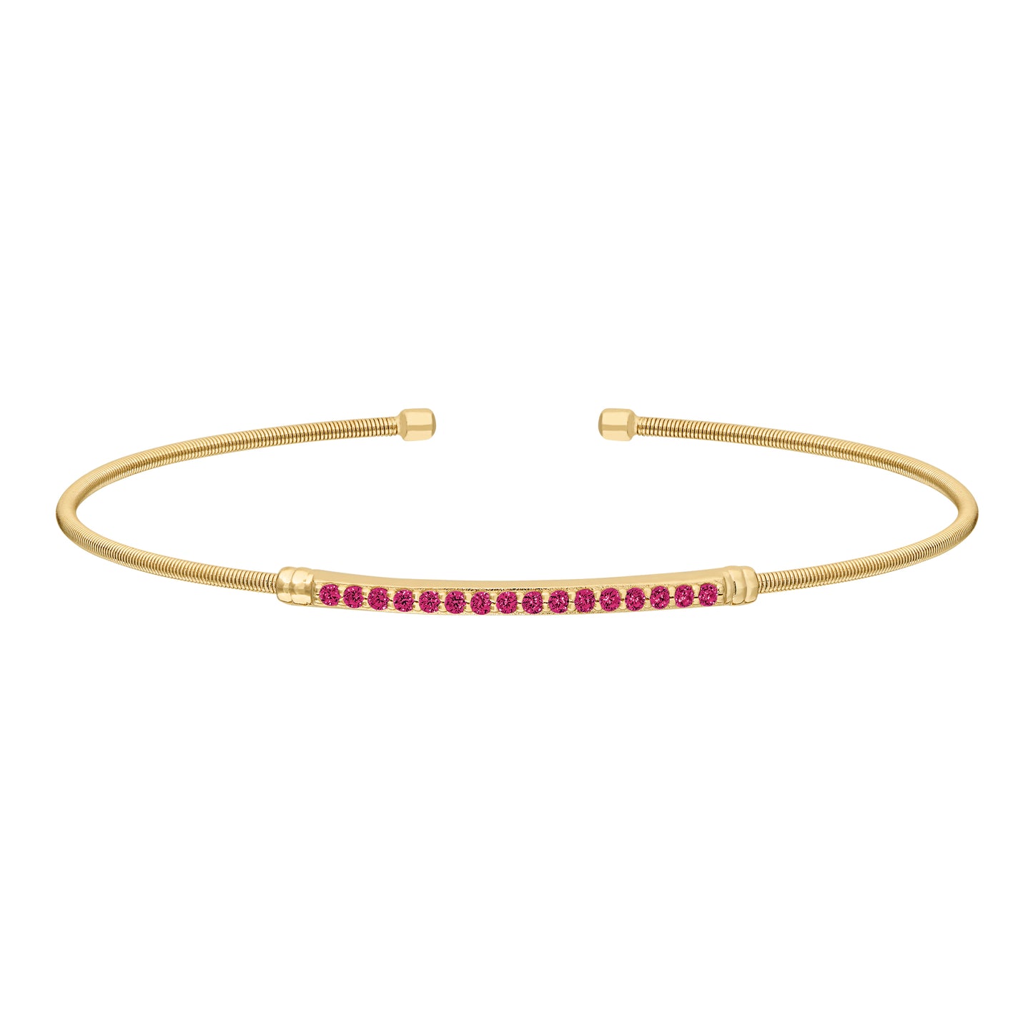 Single Cable Cuff Birthstone Bracelet - July