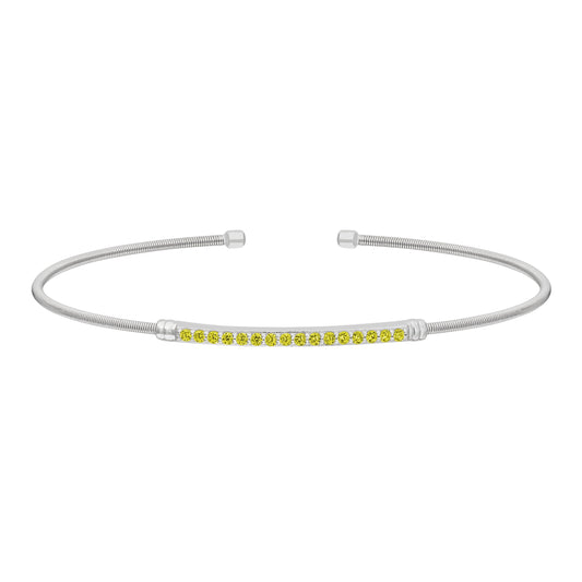 Single Cable Cuff Birthstone Bracelet - August