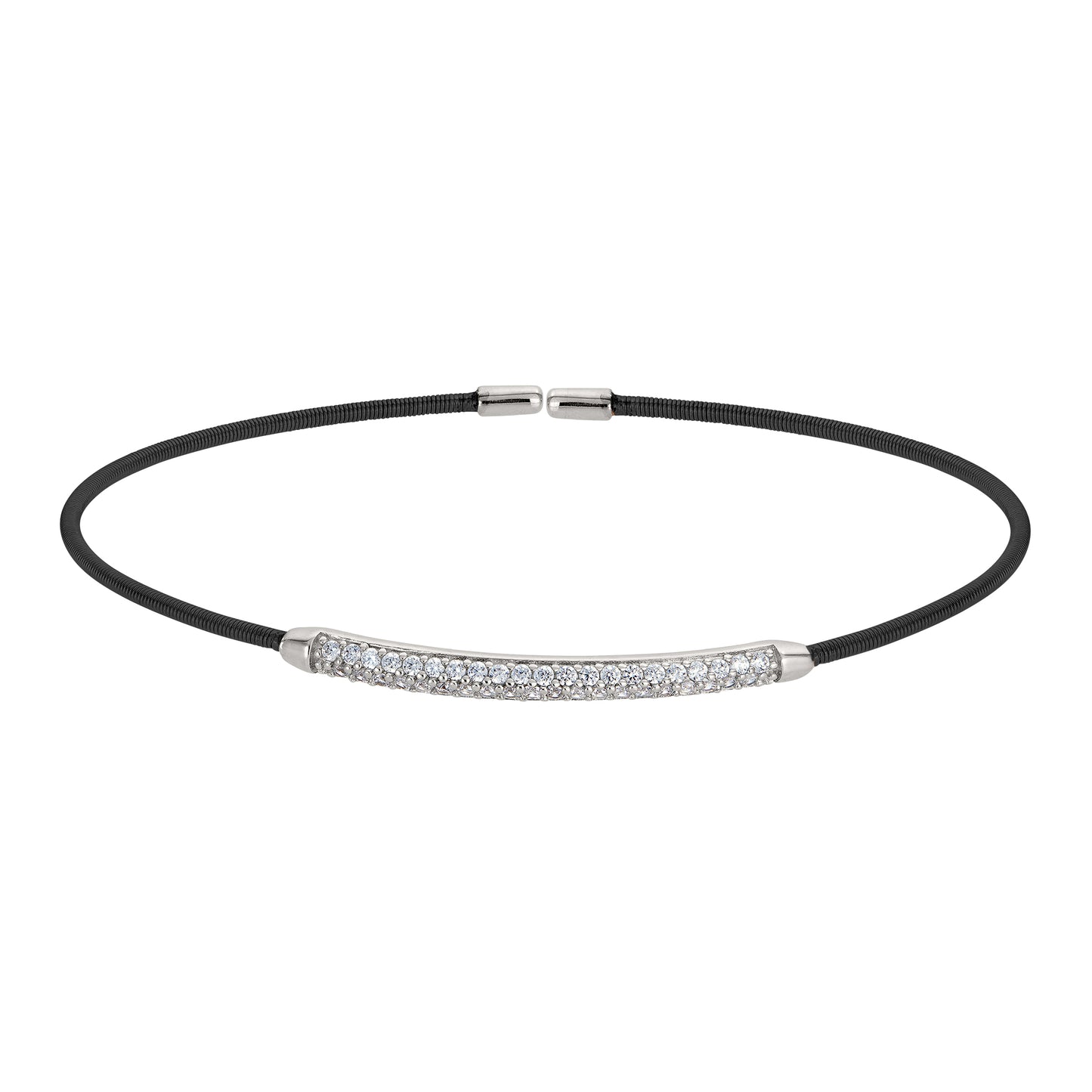 Single Cable Cuff Bracelet with Double Row Bar (LL7005B-BR-RH)