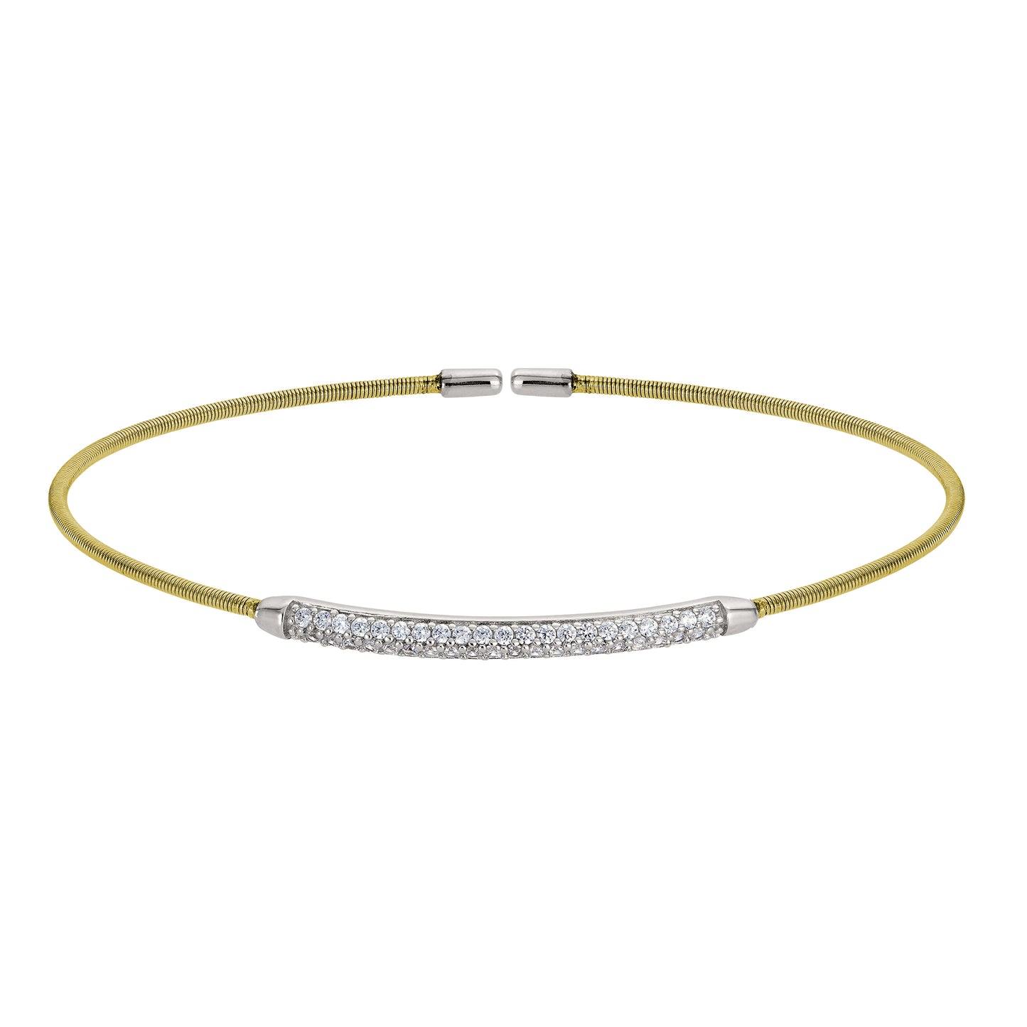 Single Cable Cuff Bracelet with Double Row Bar (LL7005B-G-RH)
