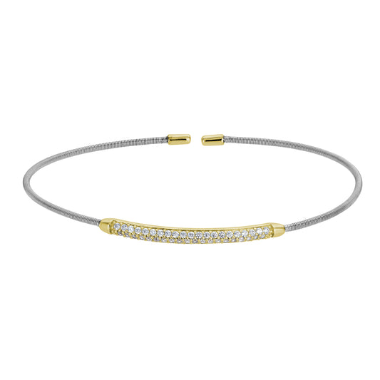 Single Cable Cuff Bracelet with Double Row Bar   (LL7005B-RH-G)