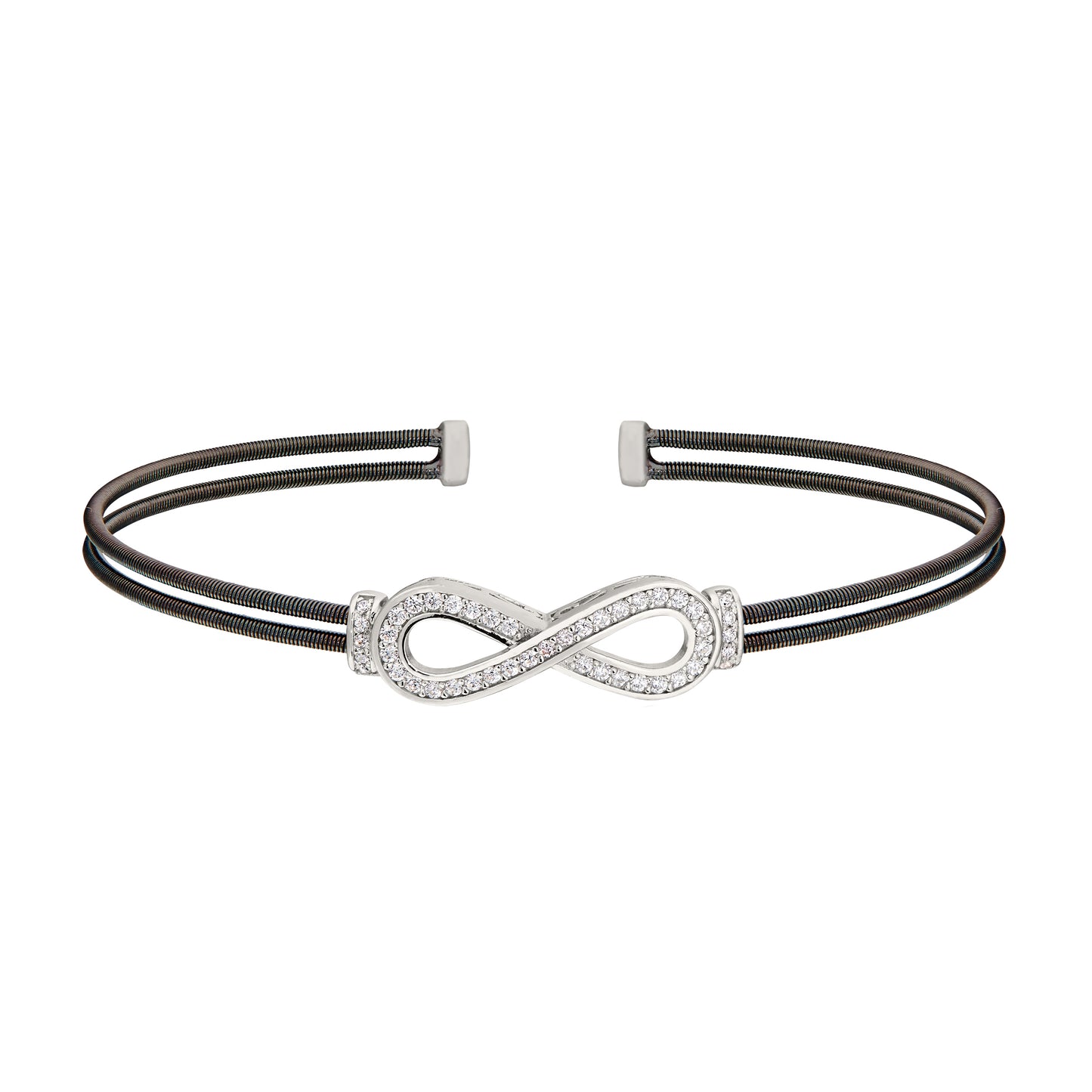 Two Cable Cuff Bracelet with Figure Eight Infinity (LL7007B-BR-RH)
