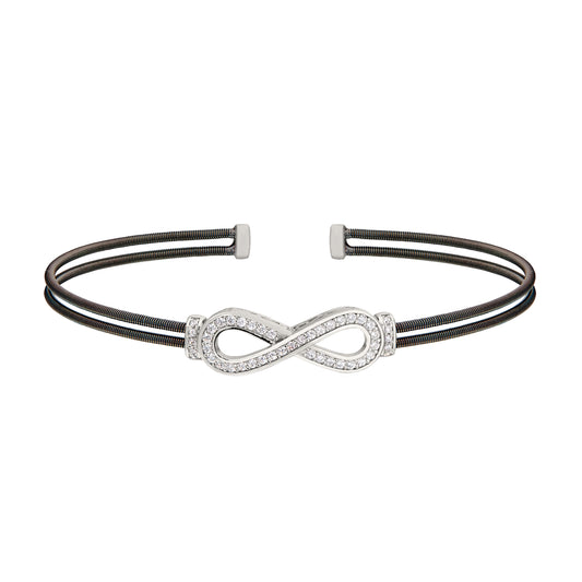 Two Cable Cuff Bracelet with Figure Eight Infinity   (LL7007B-BR-RH)