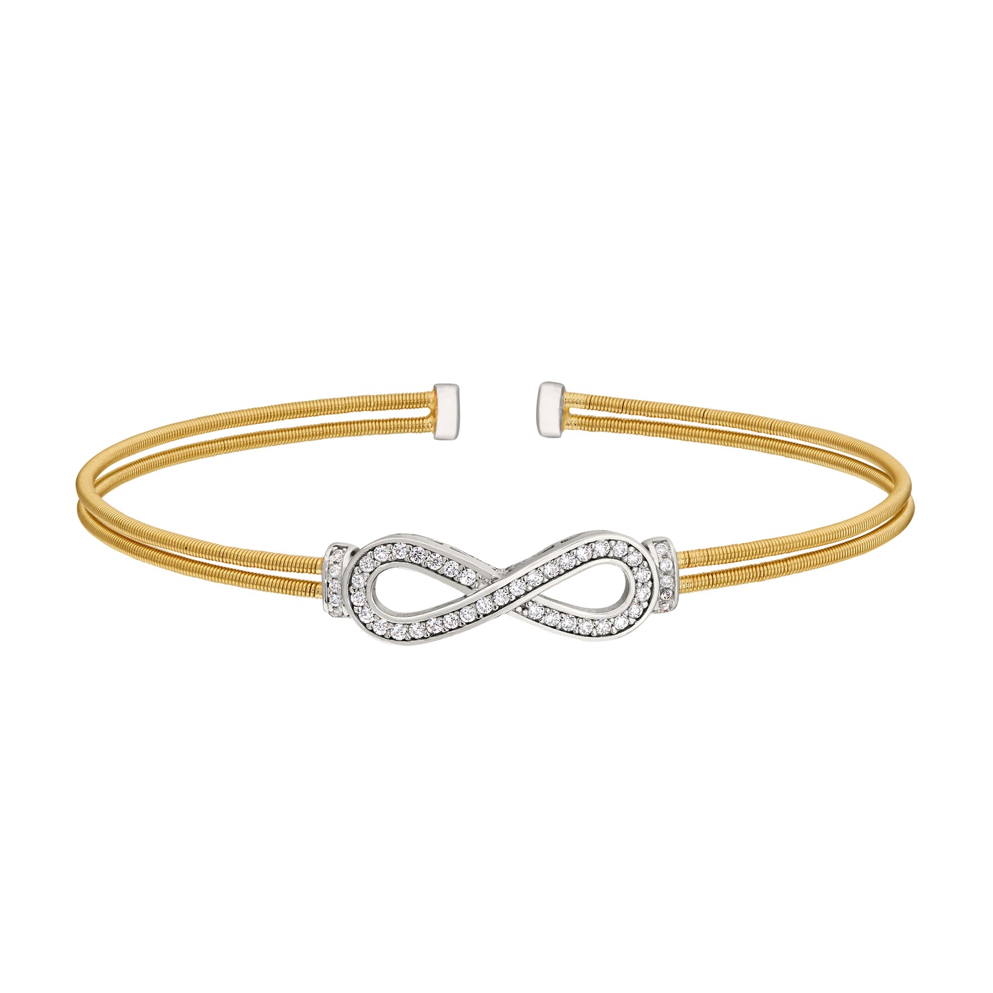Two Cable Cuff Bracelet with Figure Eight Infinity (LL7007B-G-RH)