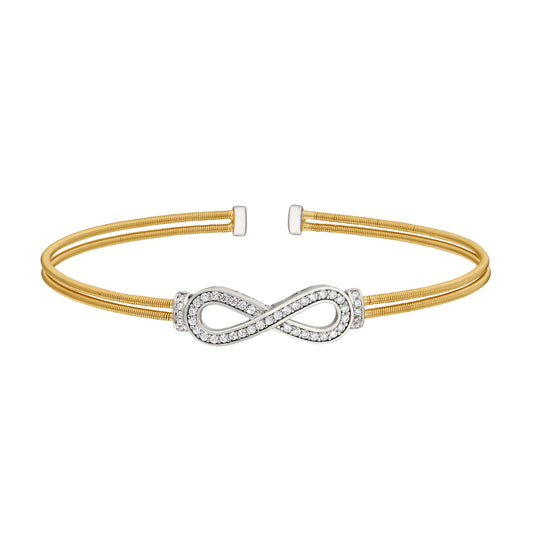 Two Cable Cuff Bracelet with Figure Eight Infinity   (LL7007B-G-RH)