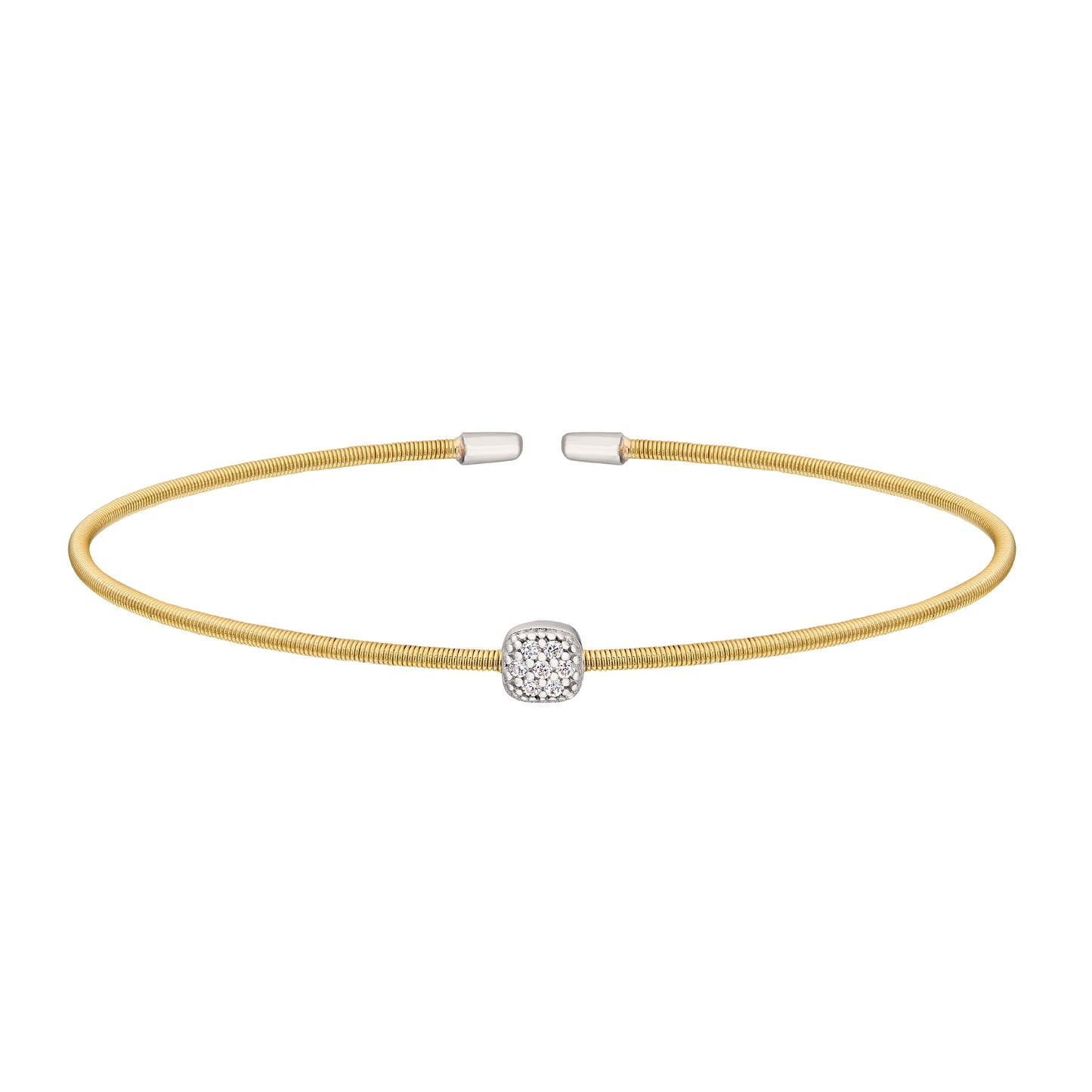 Single Cable Cuff Bracelet with Cushion Shape (LL7018B-G-RH)