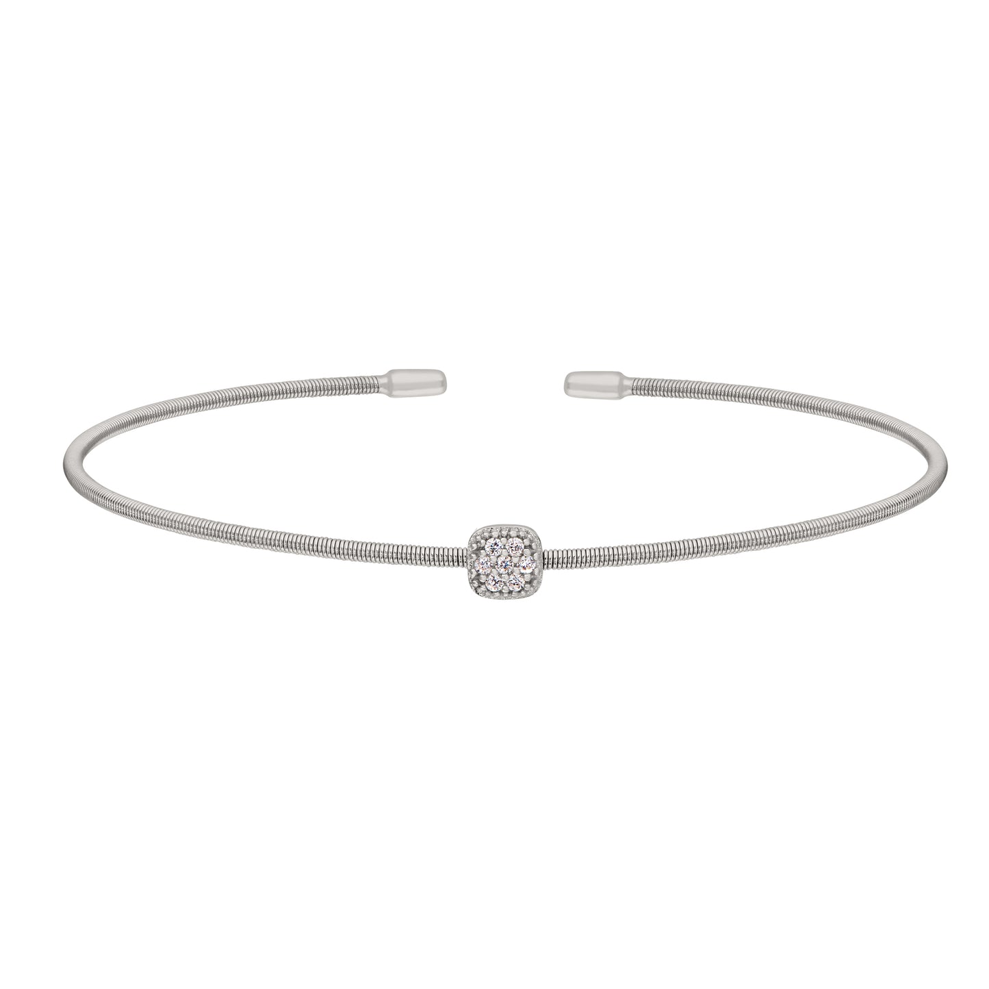 Single Cable Cuff Bracelet with Cushion Shape (LL7018B-RH-RH)