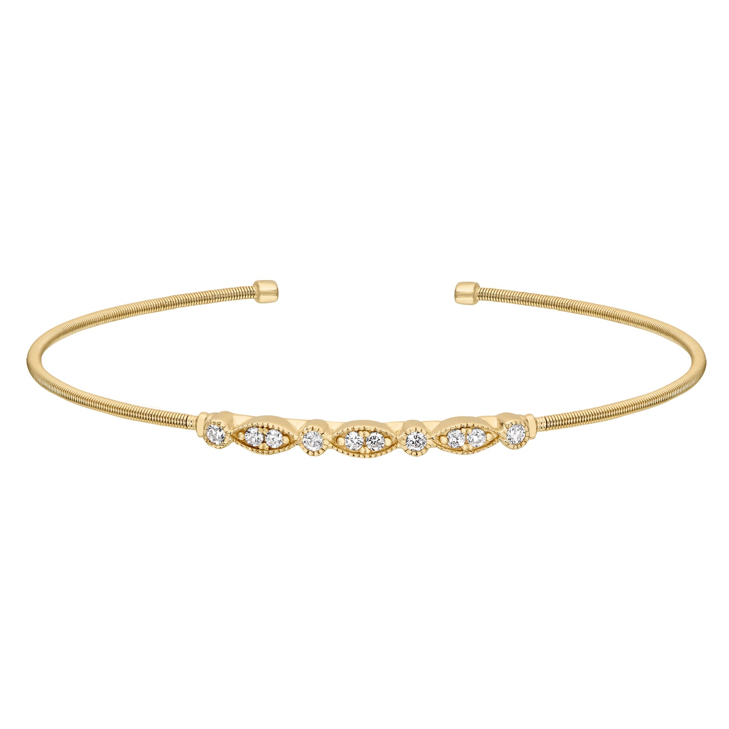 Single Cable Cuff Bracelet with Marquis and Round Design (LL7021B-G)