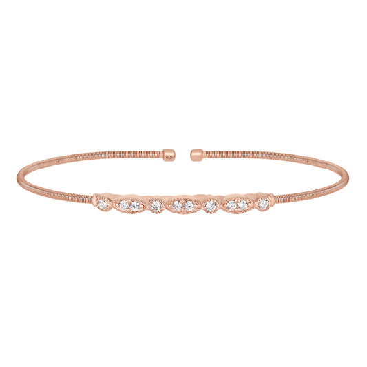 Single Cable Cuff Bracelet with Marquis and Round Design   (LL7021B-RG)