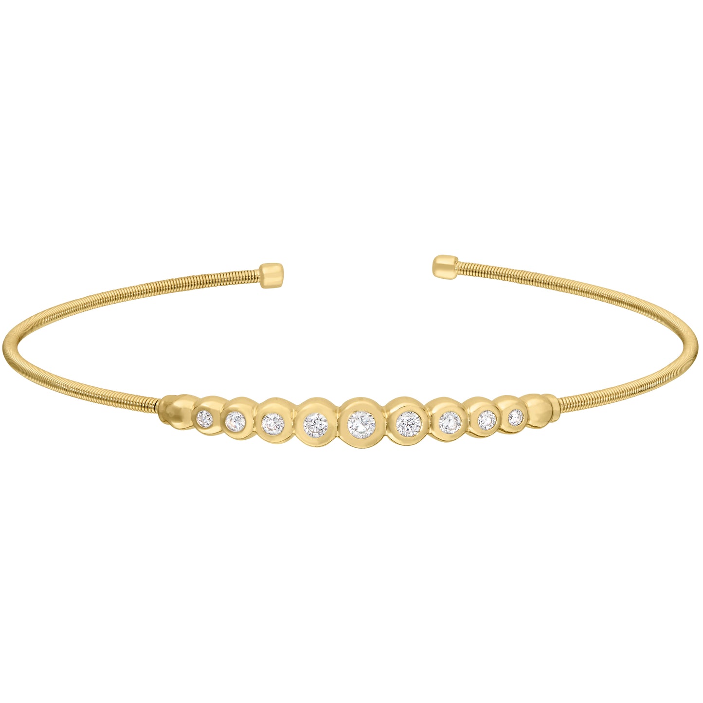Single Cable Cuff Bracelet with Graduated Stones (LL7026B-G)