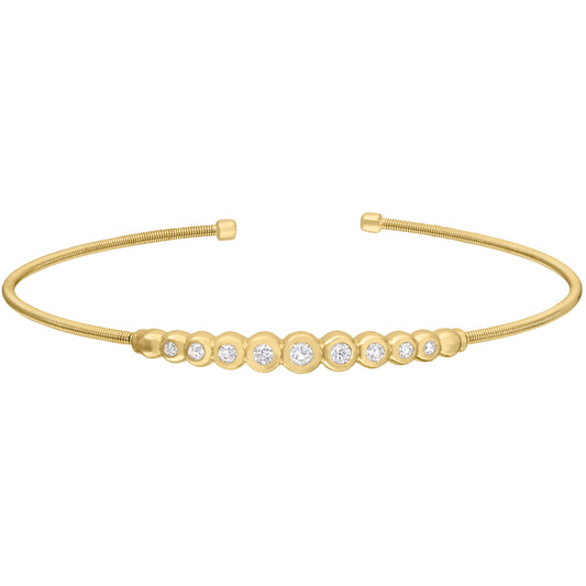 Single Cable Cuff Bracelet with Graduated Stones   (LL7026B-G)