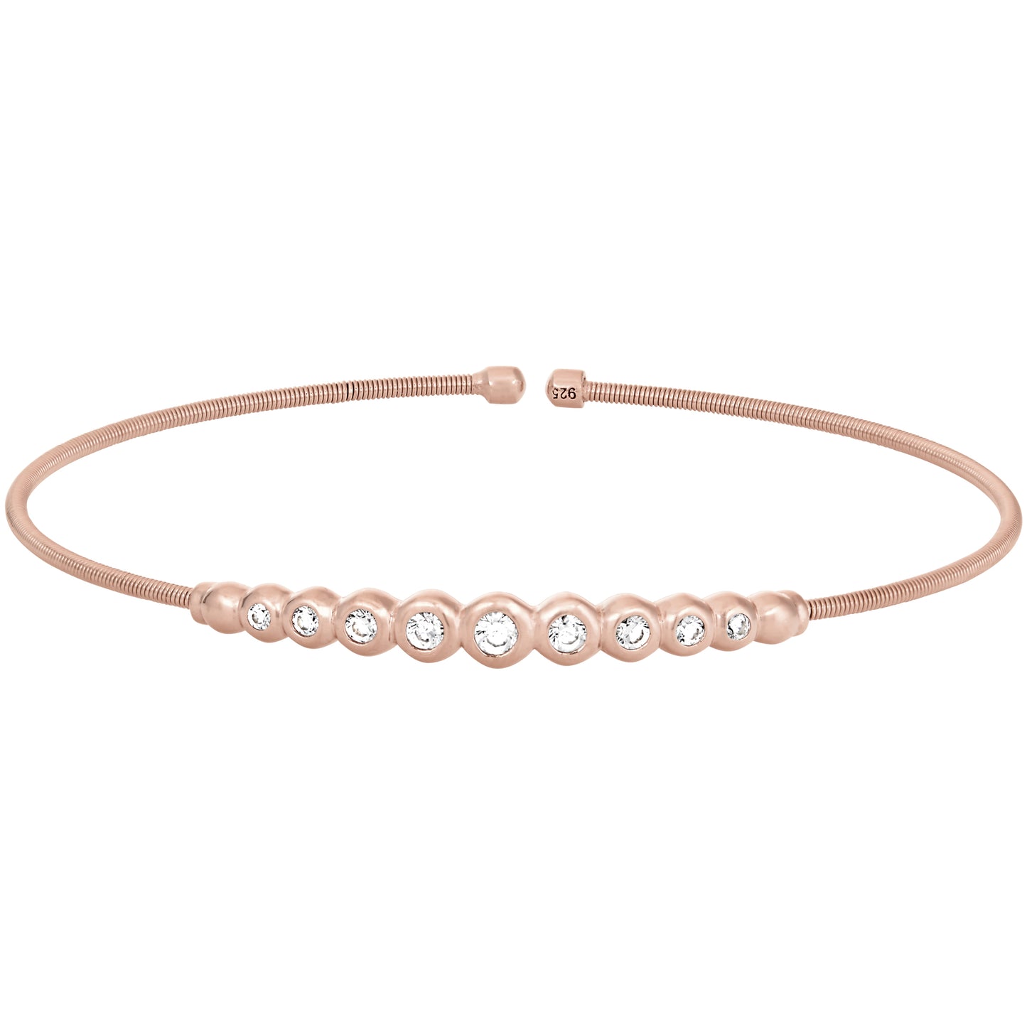 Single Cable Cuff Bracelet with Graduated Stones (LL7026B-RG)