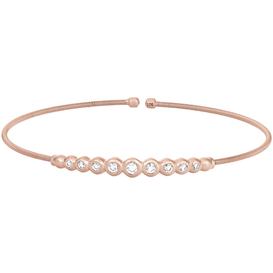 Single Cable Cuff Bracelet with Graduated Stones   (LL7026B-RG)