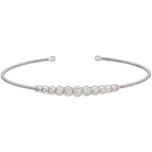 Single Cable Cuff Bracelet with Graduated Stones   (LL7026B-RH)
