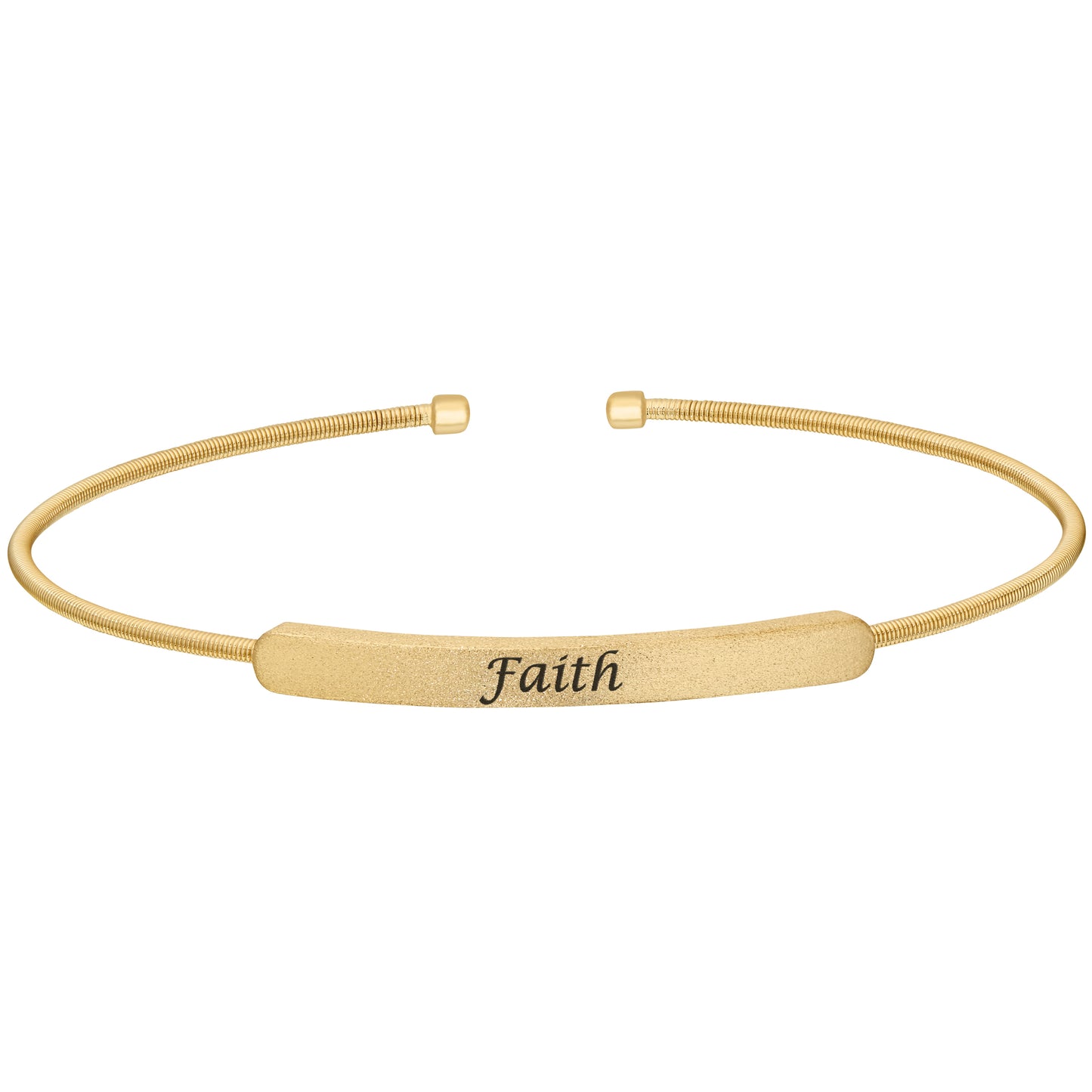 Cuff Bracelet with Engraved Plate - FAITH (LL7029B-G-FAITH)