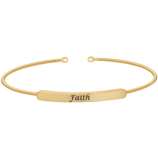 Cuff Bracelet with Engraved Plate - FAITH   (LL7029B-G-FAITH)