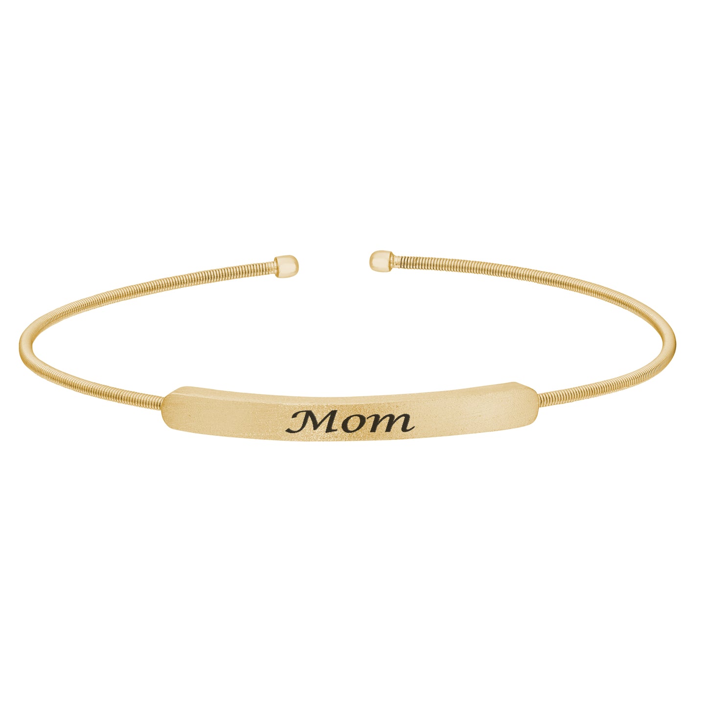 Cuff Bracelet with Engraved Plate - MOM (LL7029B-G-MOM)
