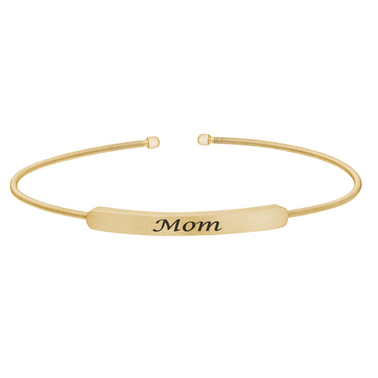 Cuff Bracelet with Engraved Plate - MOM   (LL7029B-G-MOM)