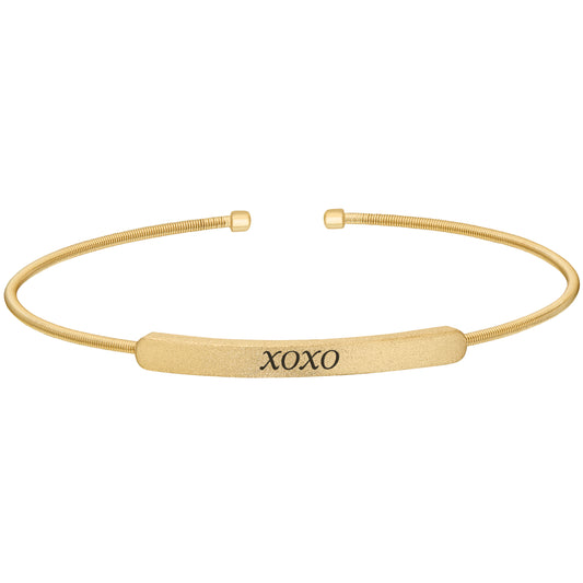 Cuff Bracelet with Engraved Plate - XOXO   (LL7029B-G-XOXO)