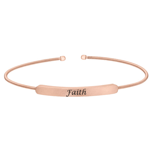 Cuff Bracelet with Engraved Plate - FAITH   (LL7029B-RG-FAITH)