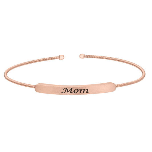 Cuff Bracelet with Engraved Plate - MOM   (LL7029B-RG-MOM)