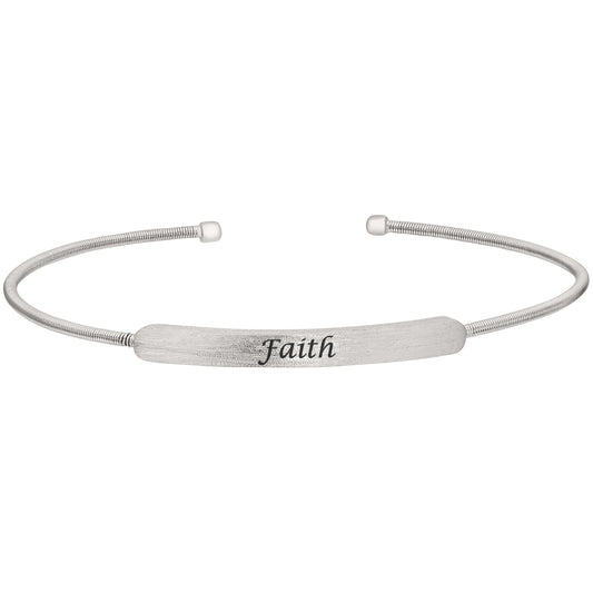 Cuff Bracelet with Engraved Plate - FAITH   (LL7029B-RH-FAITH)