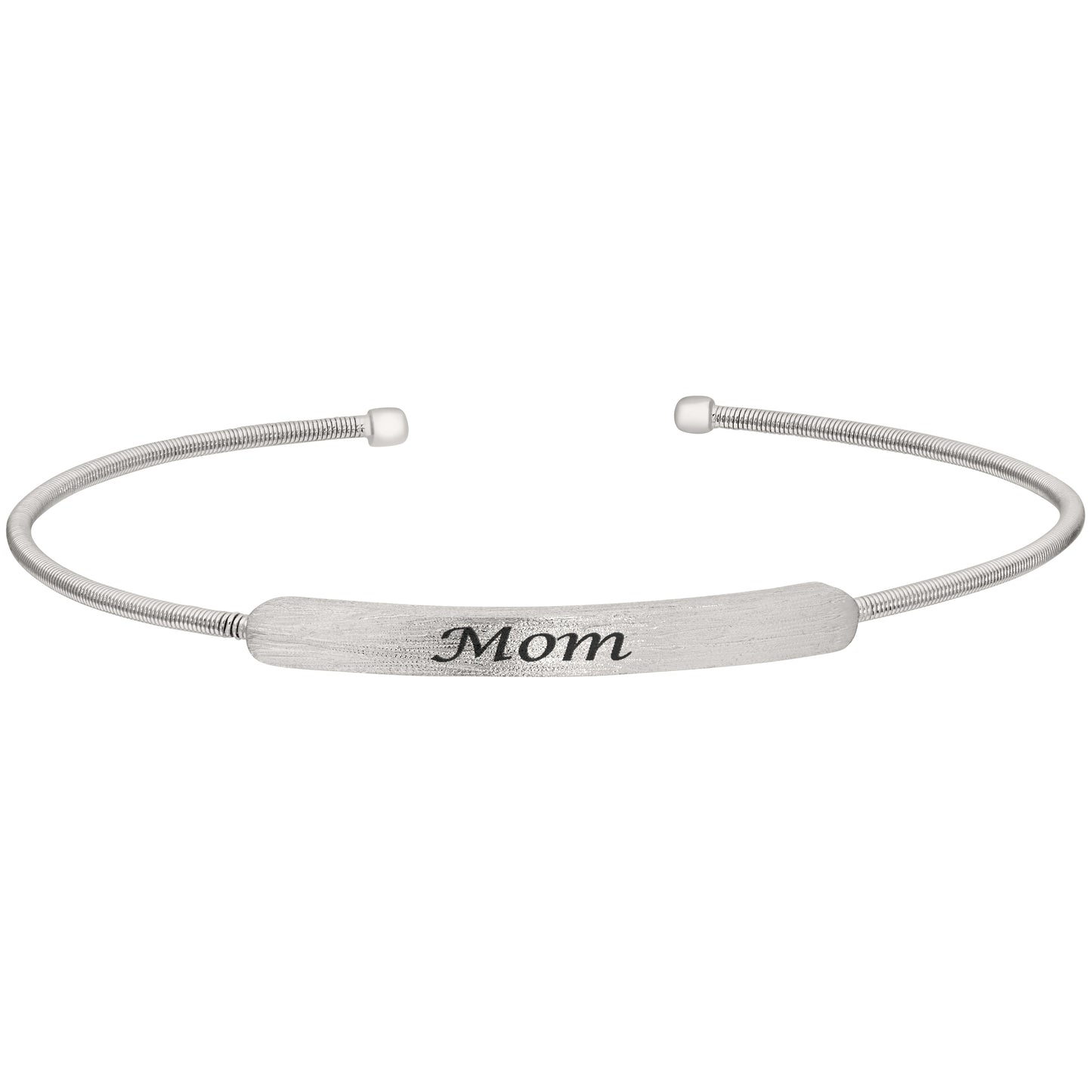 Cuff Bracelet with Engraved Plate - MOM   (LL7029B-RH-MOM)
