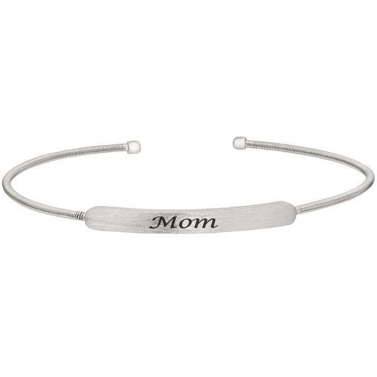 Cuff Bracelet with Engraved Plate - MOM   (LL7029B-RH-MOM)