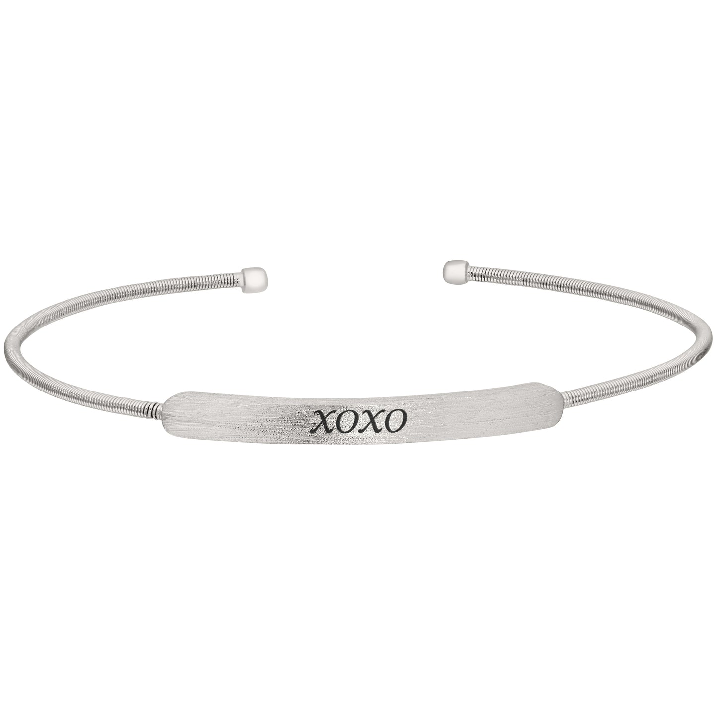 Cuff Bracelet with Engraved Plate - XOXO (LL7029B-RH-XOXO)