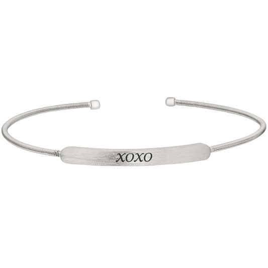 Cuff Bracelet with Engraved Plate - XOXO   (LL7029B-RH-XOXO)