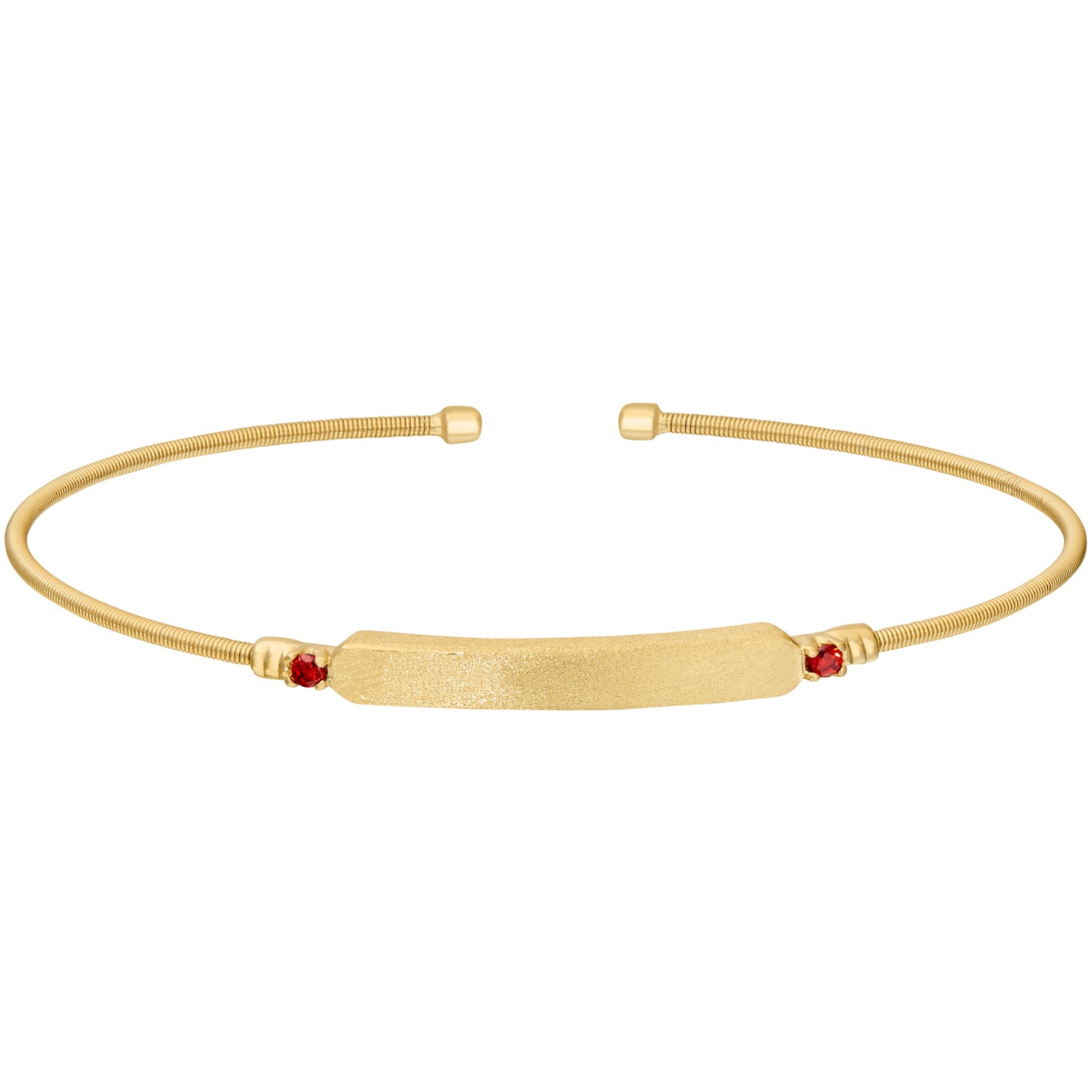 Engravable Name Plate Cuff Bracelet - Garnet (LL7030B1-G)