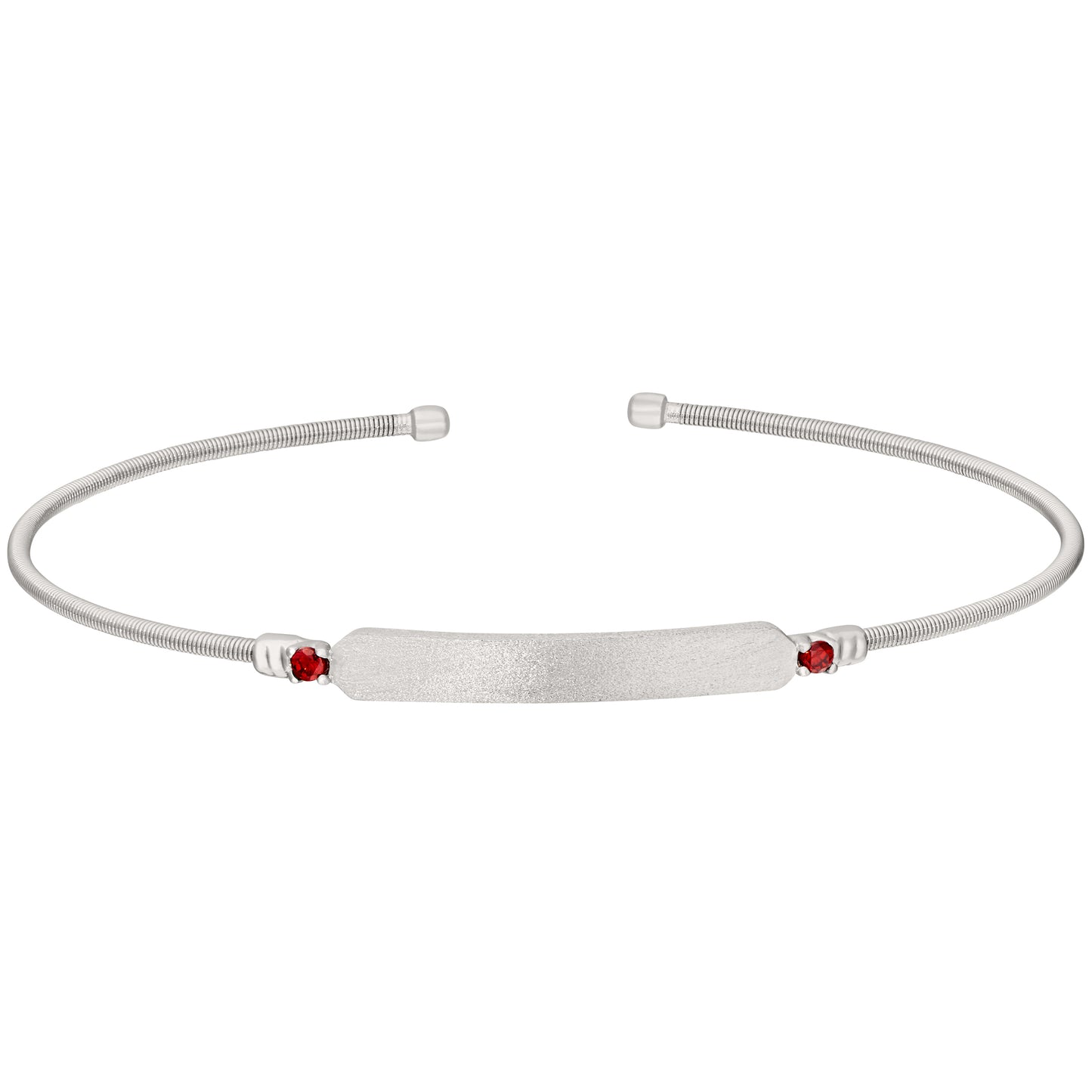 Engravable Name Plate Cuff Bracelet - Garnet (LL7030B1-RH)