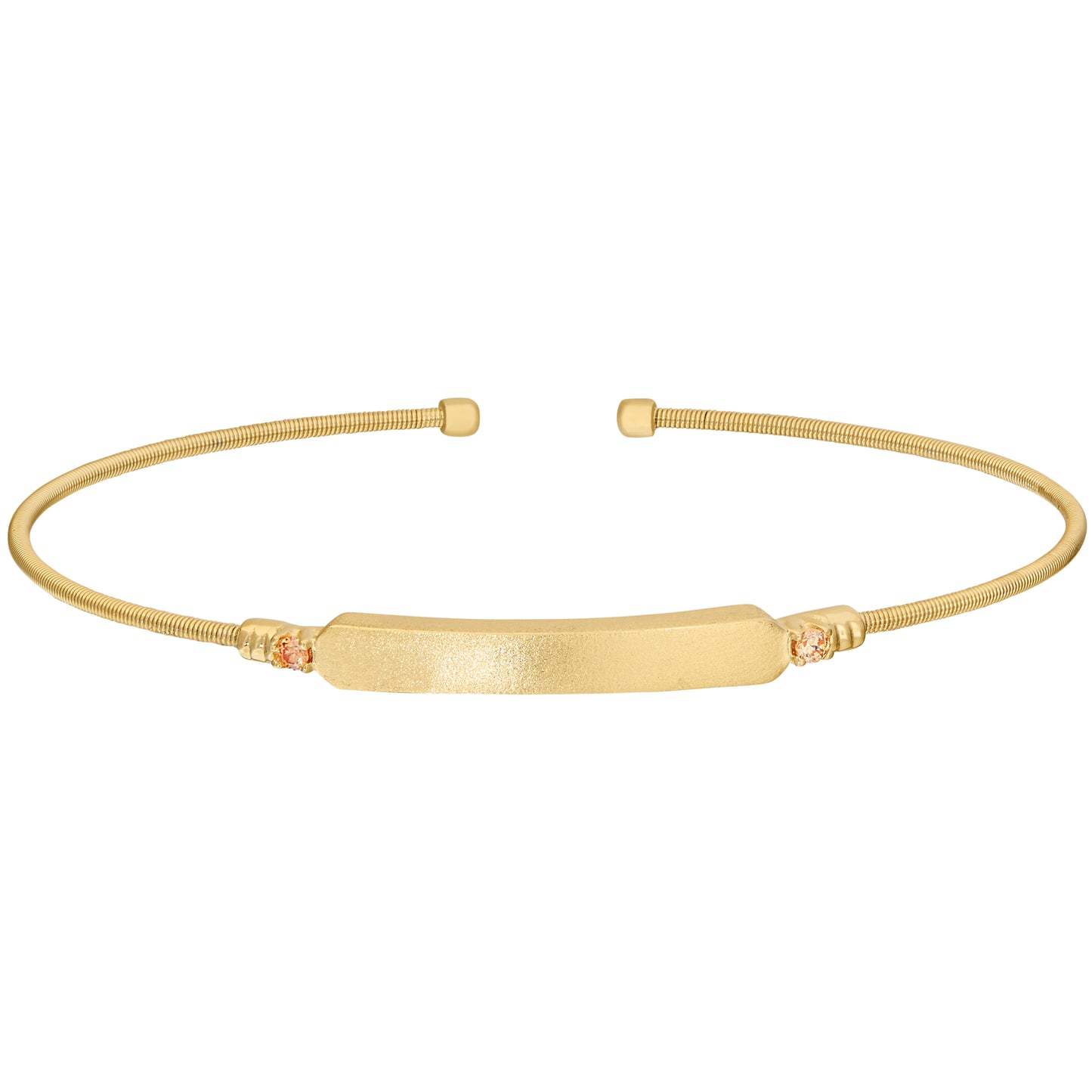 Engravable Name Plate Cuff Bracelet - Citrine