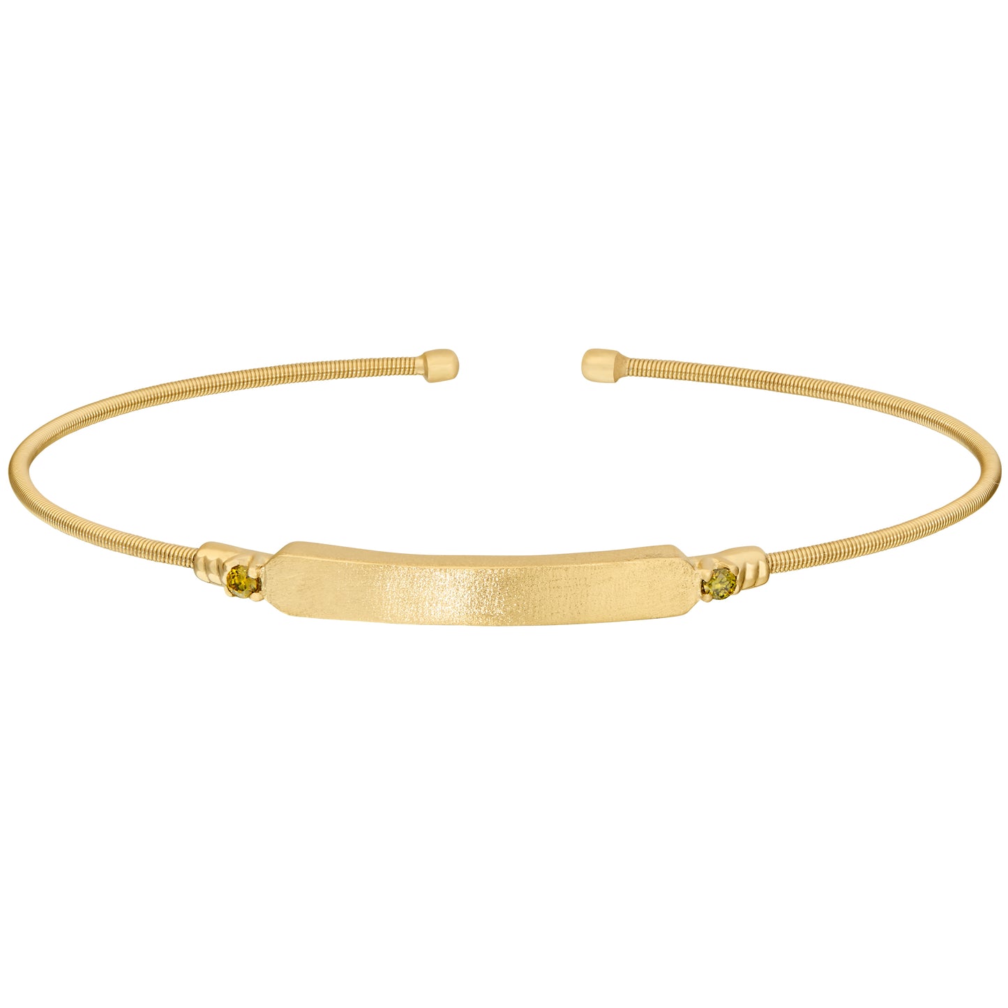 Engravable Name Plate Cuff Bracelet - Peridot