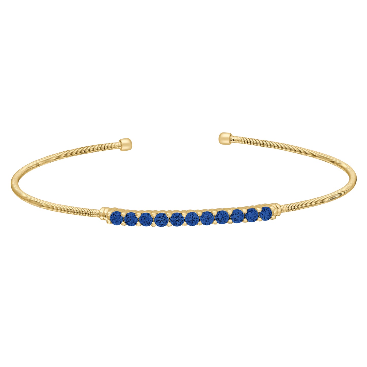 Single Cable Cuff Bracelet with Single Row of Stones (LL7032B-G-SAP)