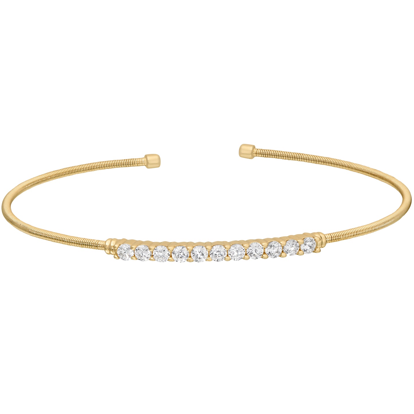 Single Cable Cuff Bracelet with Single Row of Stones (LL7032B-G)