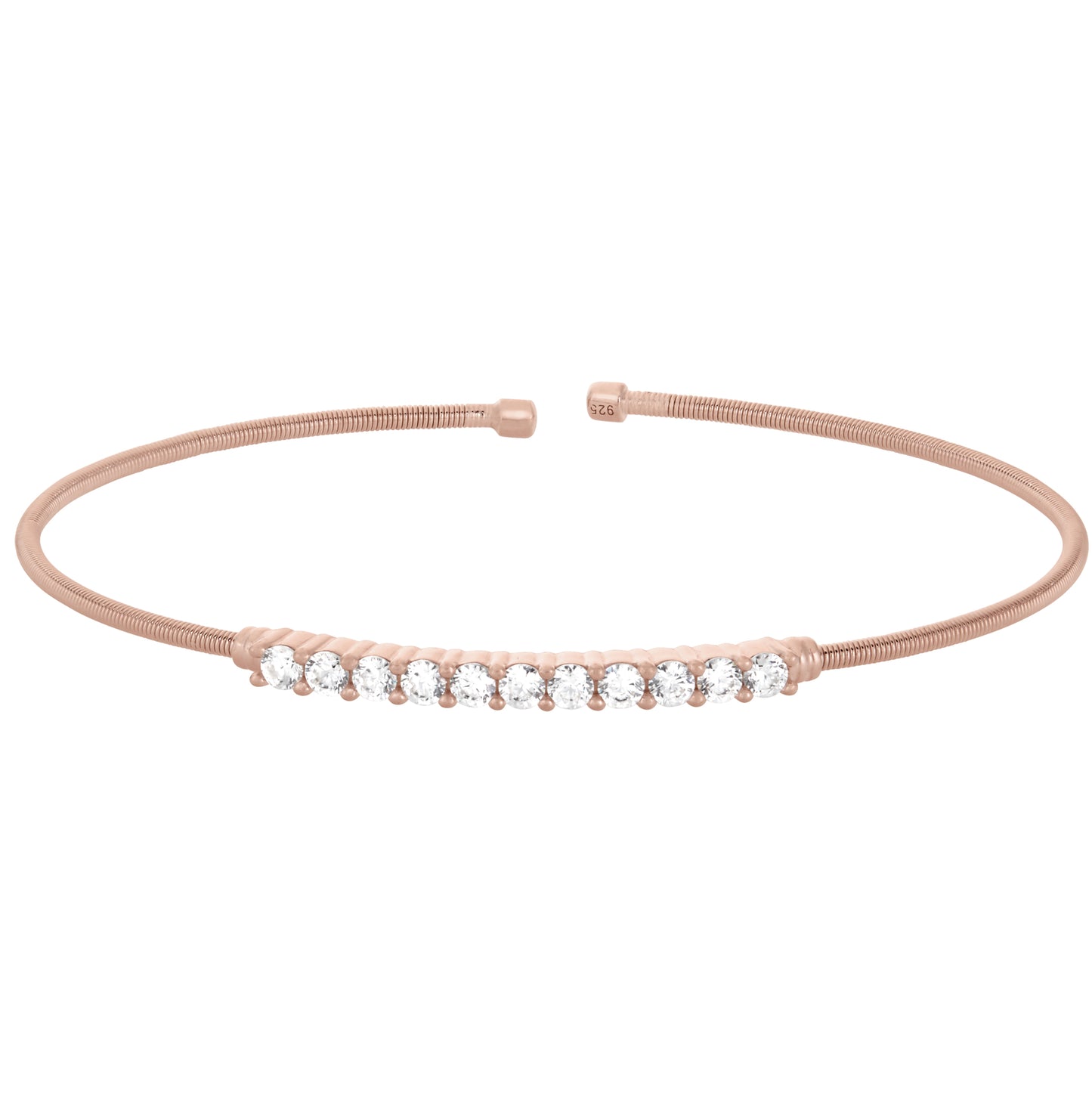 Single Cable Cuff Bracelet with Single Row of Stones (LL7032B-RG)