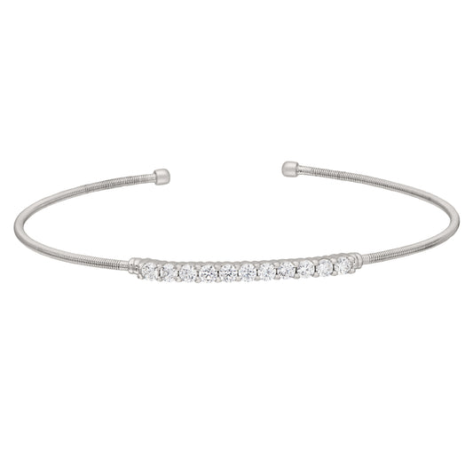 Single Cable Cuff Bracelet with Single Row of Stones   (LL7032B-RH)